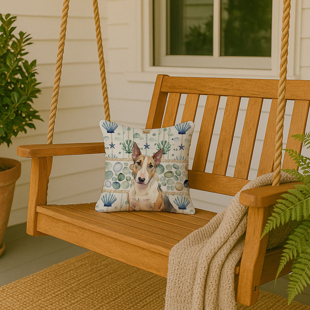 Tricolor Miniature Bull Terrier Coastal Accent Pillow