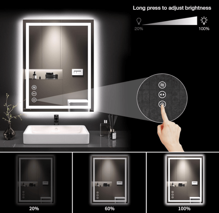 Smart Touch Bathroom Mirror with LED and RGB Lighting