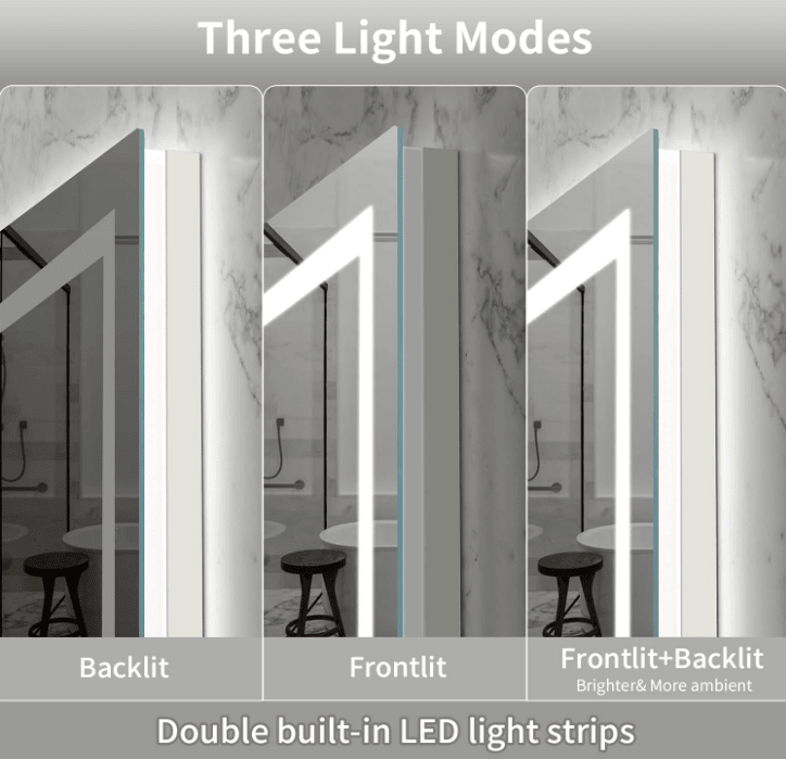 Smart Touch Bathroom Mirror with LED and RGB Lighting