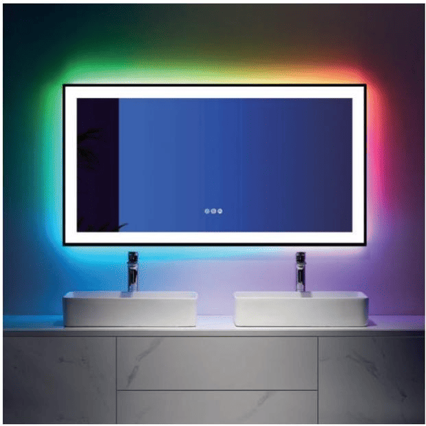 Smart Touch Bathroom Mirror with LED and RGB Lighting