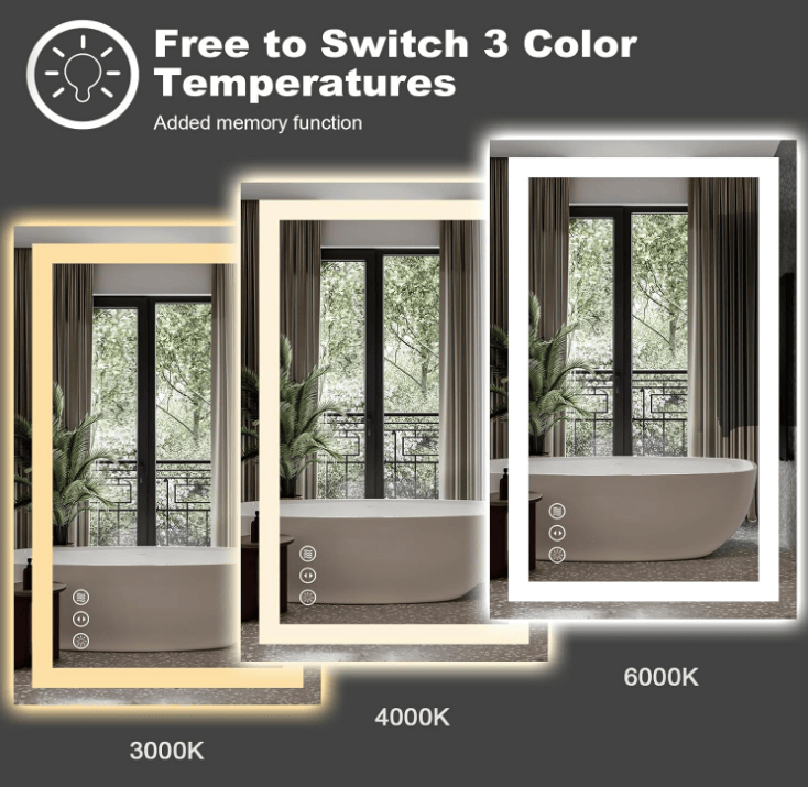 Smart Touch Bathroom Mirror with LED and RGB Lighting