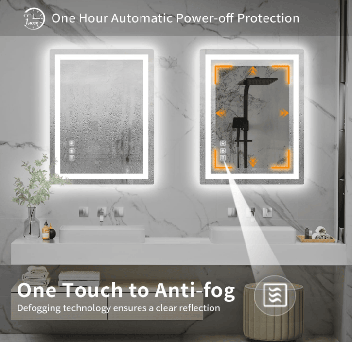 Smart Touch Bathroom Mirror with LED and RGB Lighting