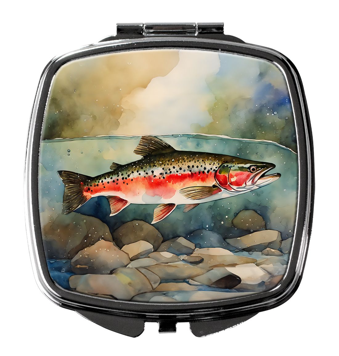 Trout Artwork Folding Compact Mirror