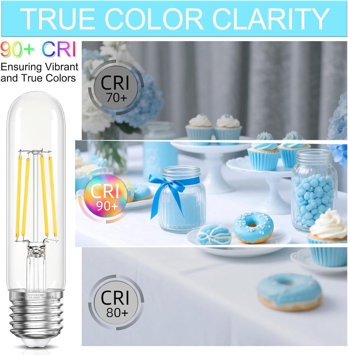 Tubular Dimmable Bulbs with Neutral-White Light
