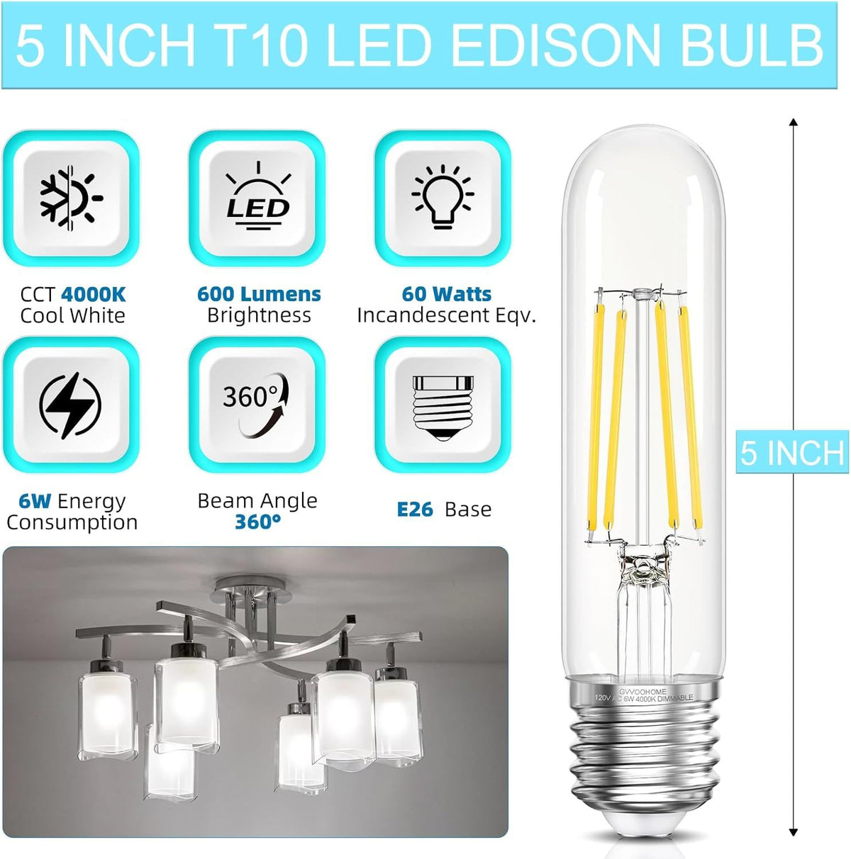 Tubular Dimmable Bulbs with Neutral-White Light