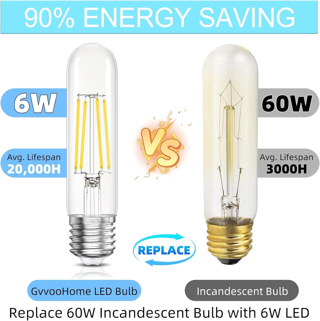 Tubular Dimmable Bulbs with Neutral-White Light