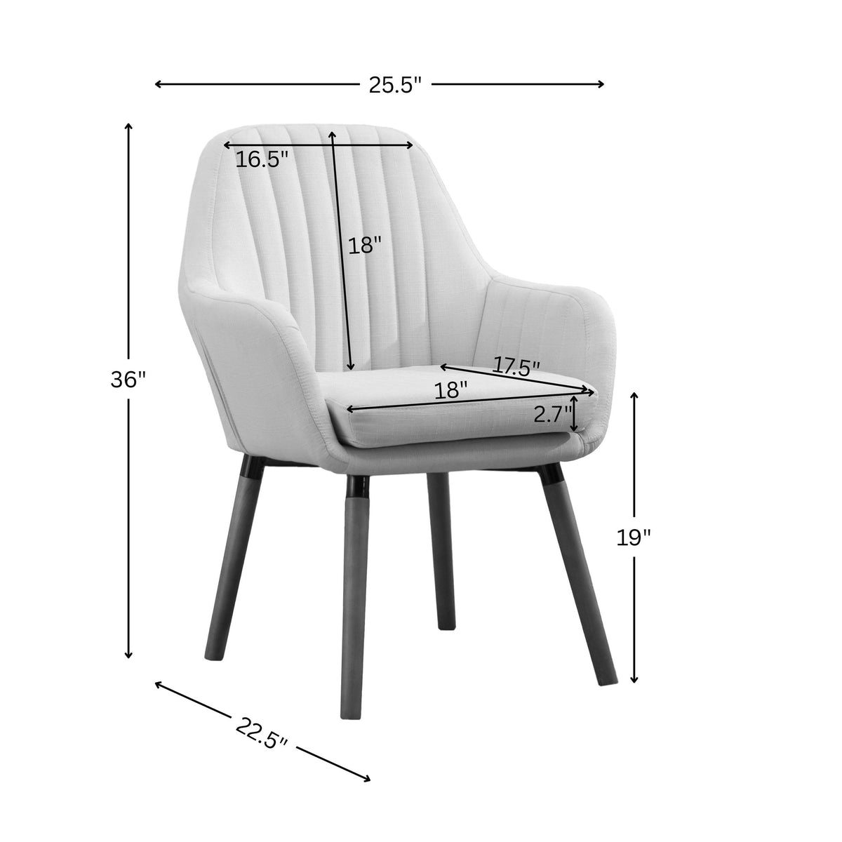 Tuchico Contemporary Fabric Accent Chair with Tuck-Pleating