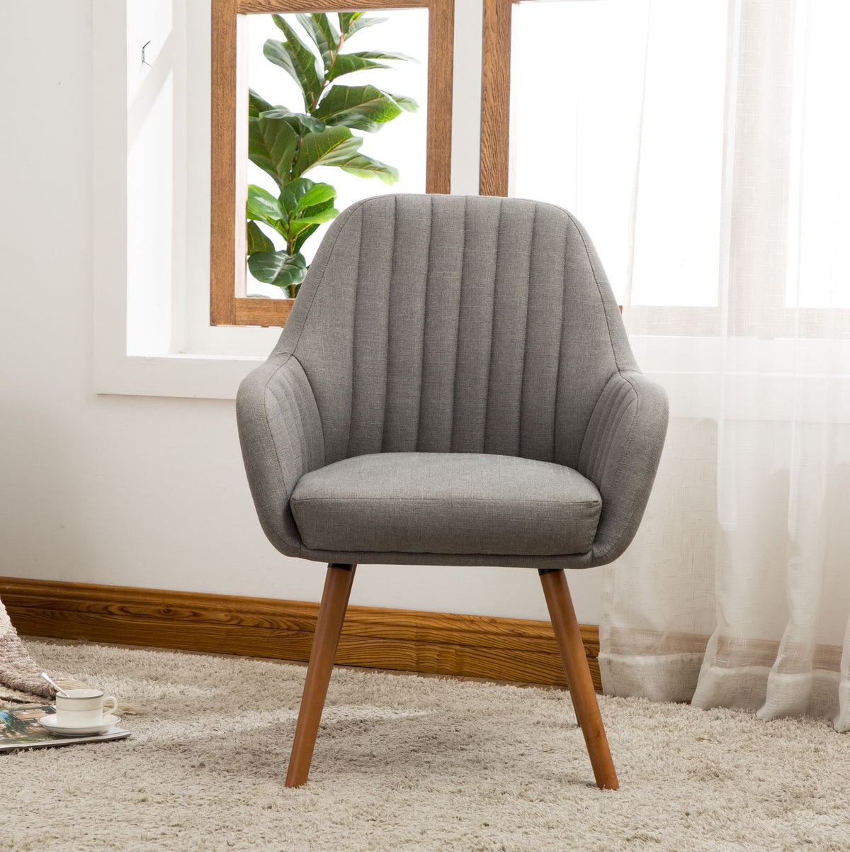 Tuchico Contemporary Fabric Accent Chair with Tuck-Pleating