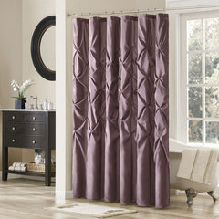 Tufted Semi-Sheer Shower Curtain – Rich Texture, Soft Plum