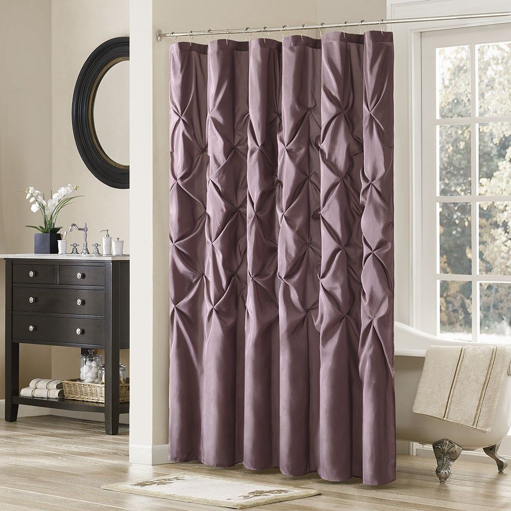 Tufted Semi-Sheer Shower Curtain – Rich Texture, Soft Plum