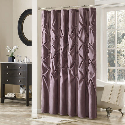 Tufted Semi-Sheer Shower Curtain – Rich Texture, Soft Plum