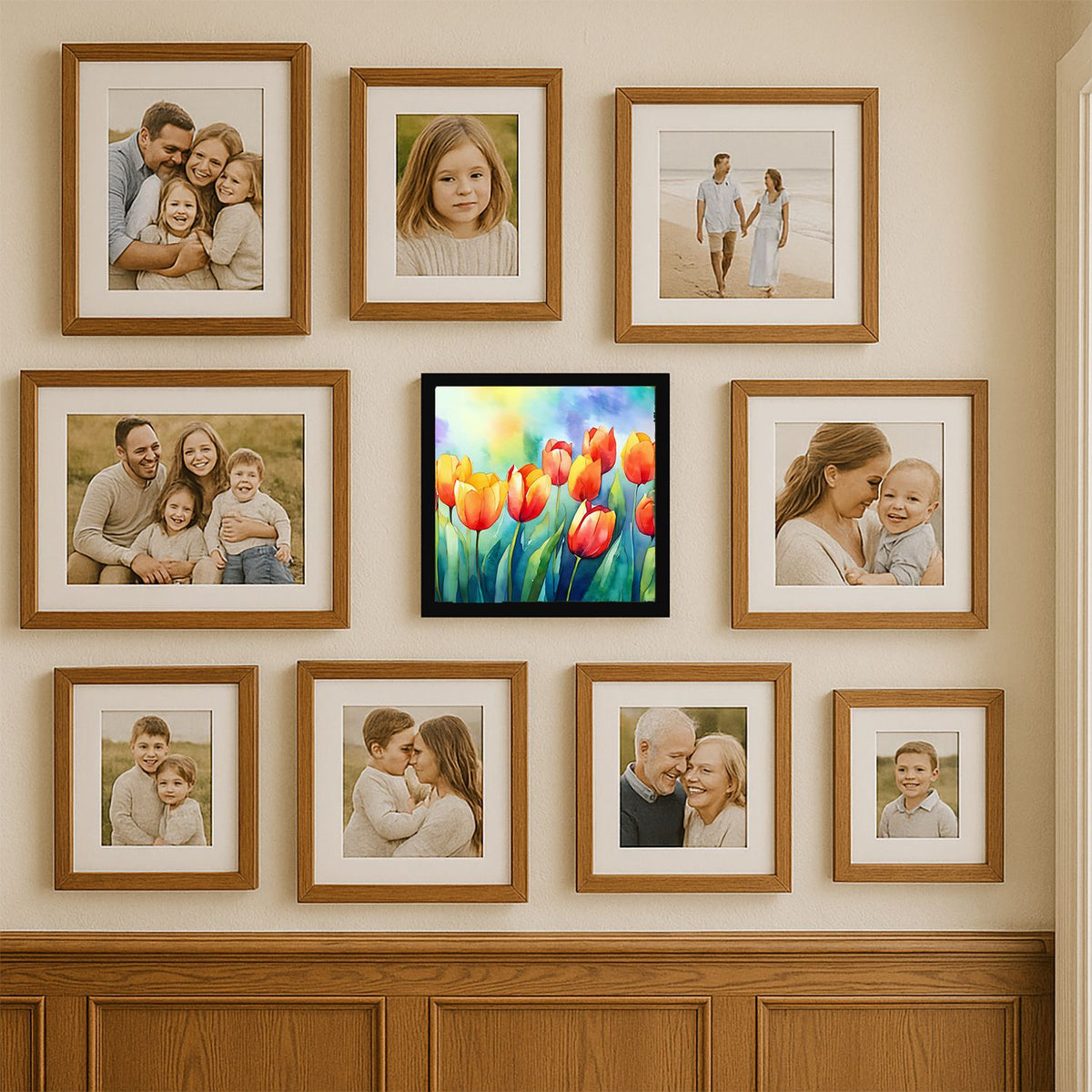Watercolor Tulips Framed Metal Wall Art