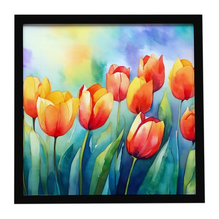 Watercolor Tulips Framed Metal Wall Art