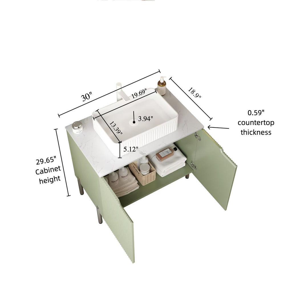 TURIO Light Green Bathroom Vanity with French-Inspired Details