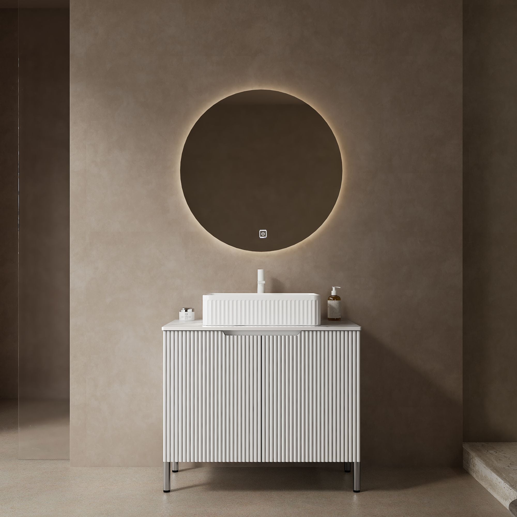 TURIO Bathroom Vanity with Sink, Freestanding Bathroom Storage Cabinet with 2 Doors