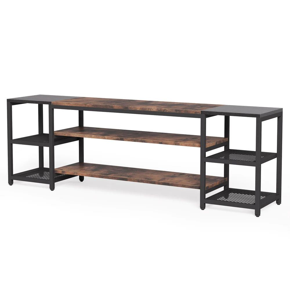 Industrial TV Stand with Open Tiered Storage