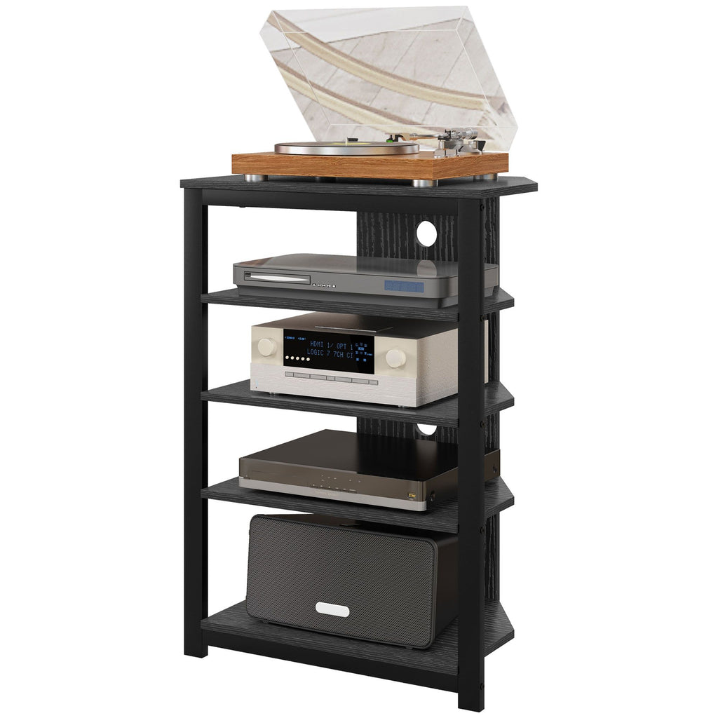 Corner Entertainment Center with Shelves and Cable Management
