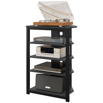 Corner Entertainment Center with Shelves and Cable Management