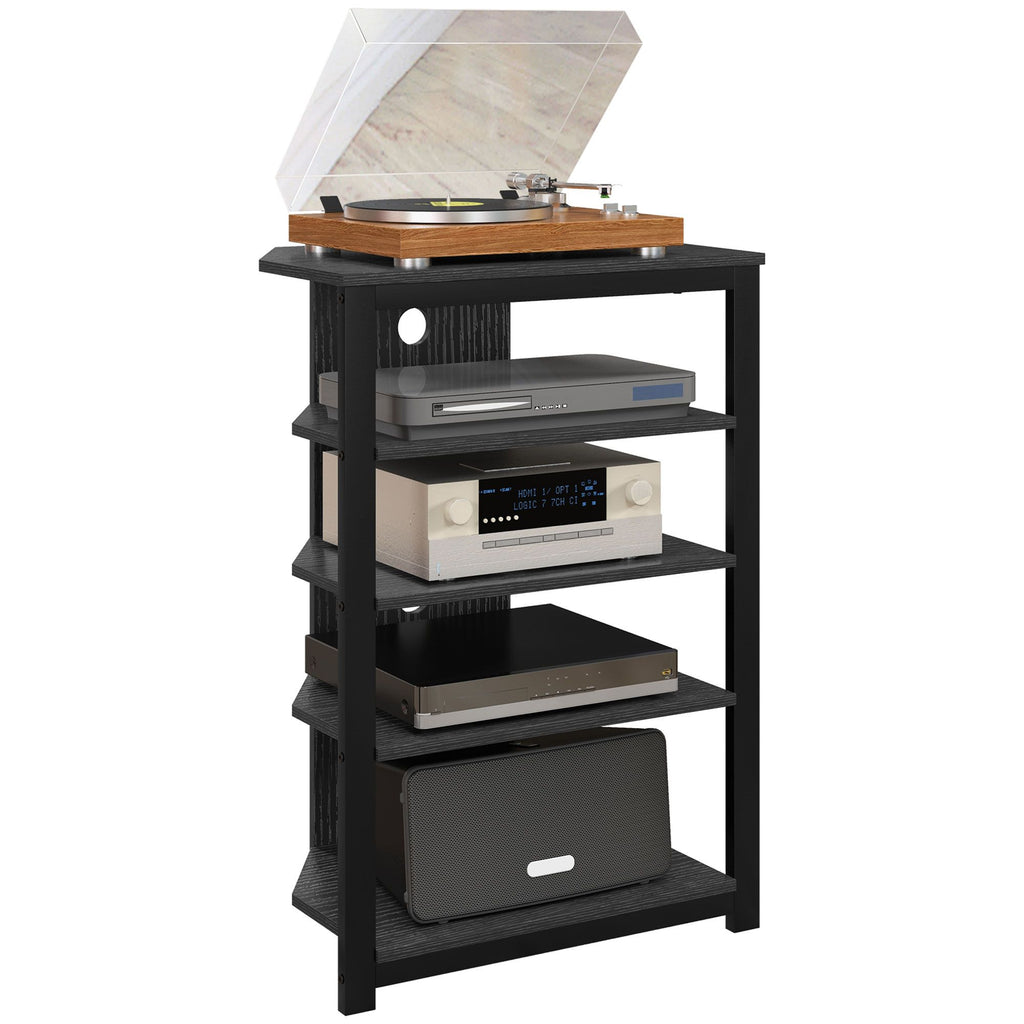 Corner Entertainment Center with Shelves and Cable Management