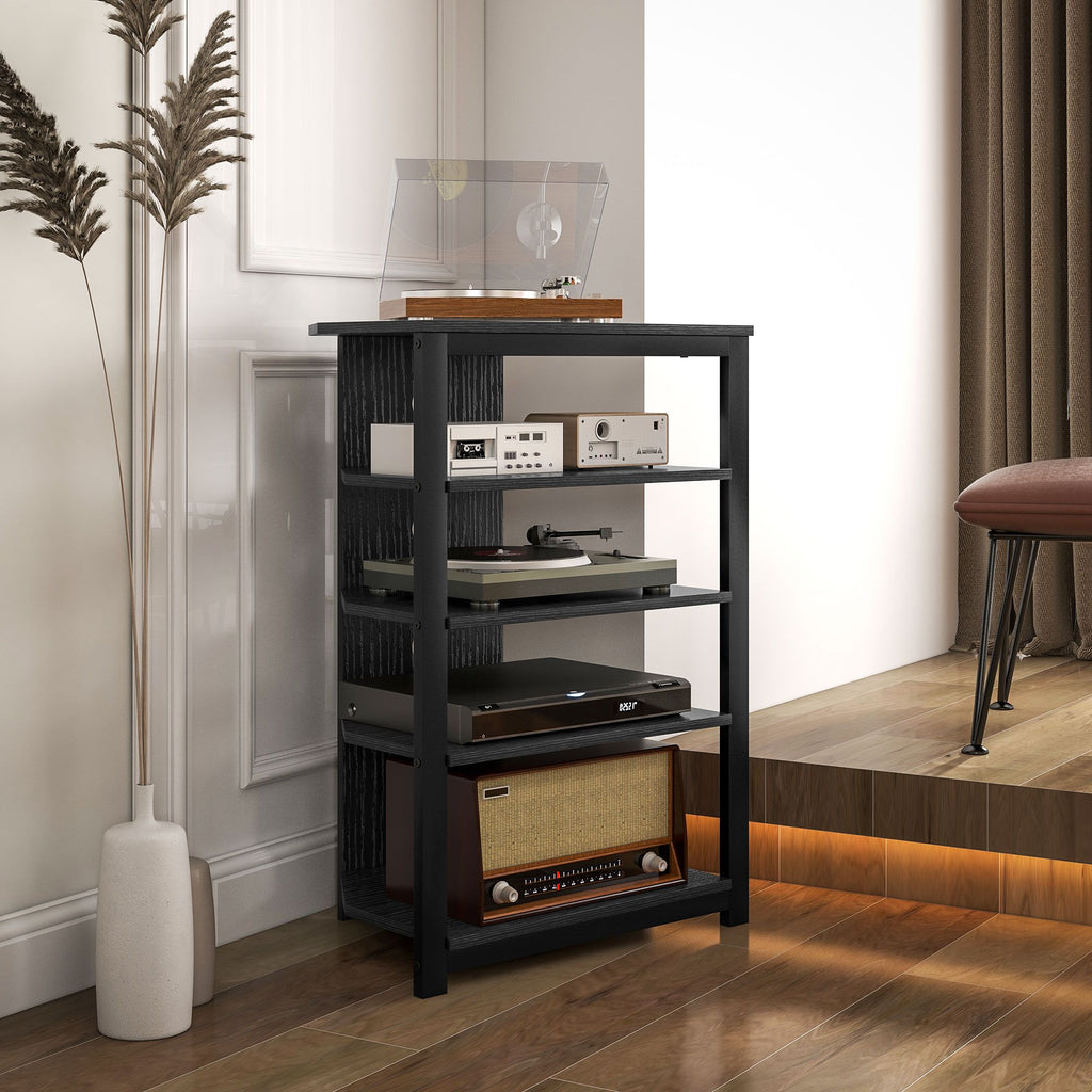 Corner Entertainment Center with Shelves and Cable Management