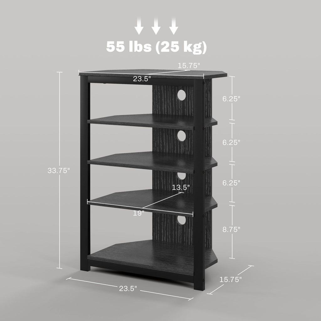 Corner Entertainment Center with Shelves and Cable Management