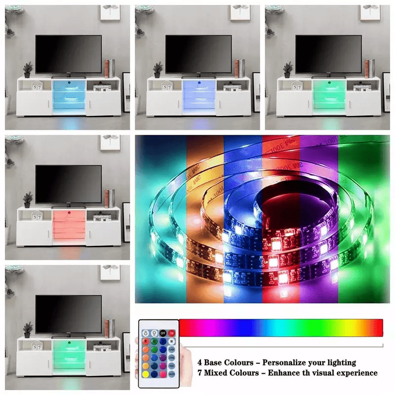 Modern TV Stand with Remote-Controlled RGB Lighting
