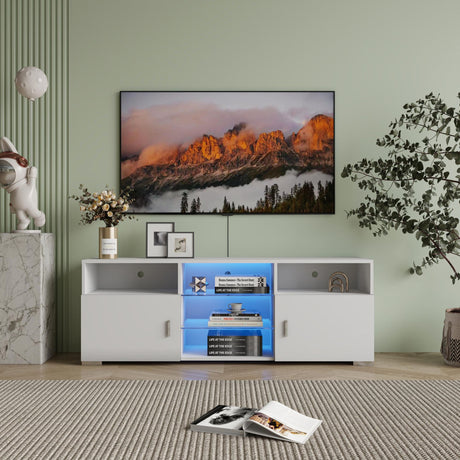 Modern TV Stand with Remote-Controlled RGB Lighting
