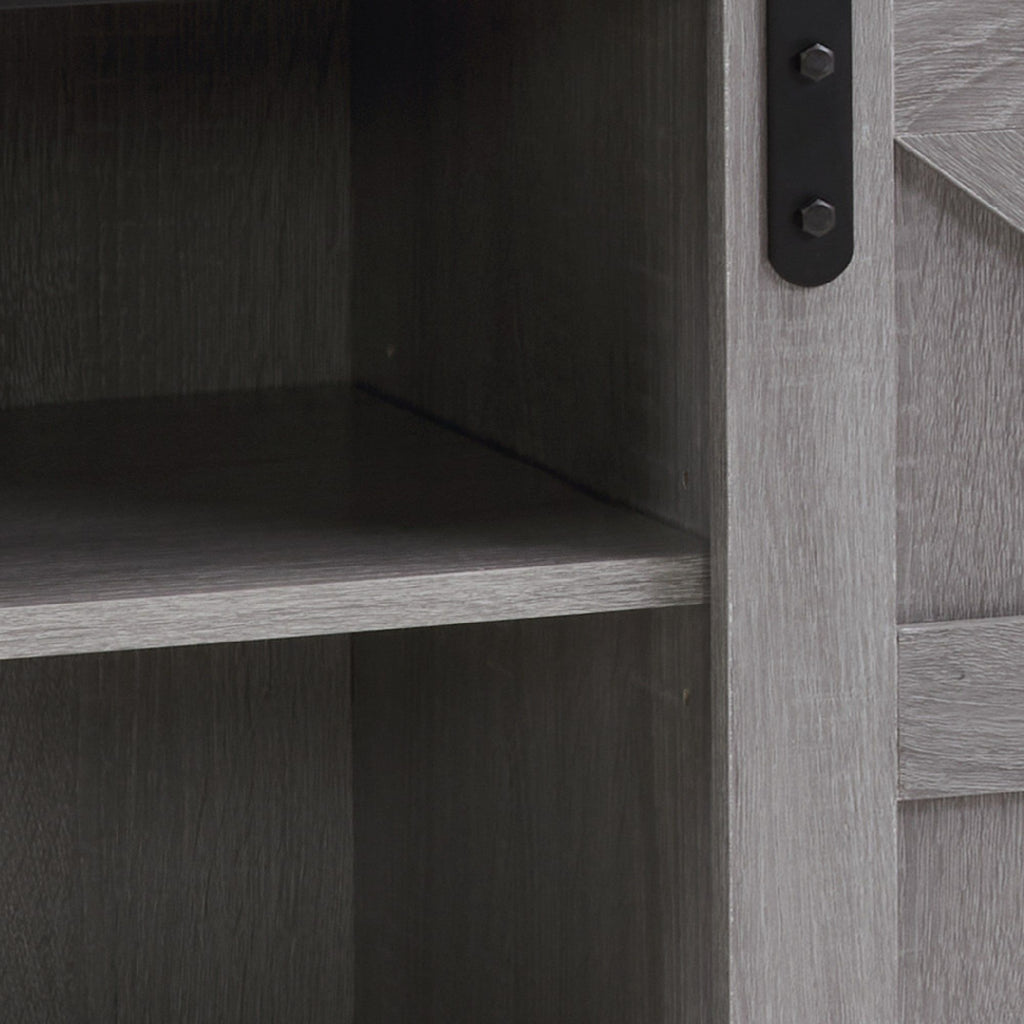 Gray Farmhouse TV Stand with Sliding Barn Doors