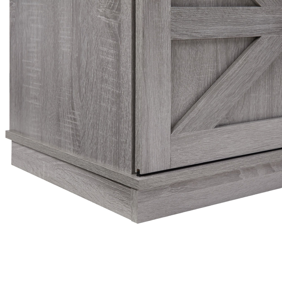 Gray Farmhouse TV Stand with Sliding Barn Doors