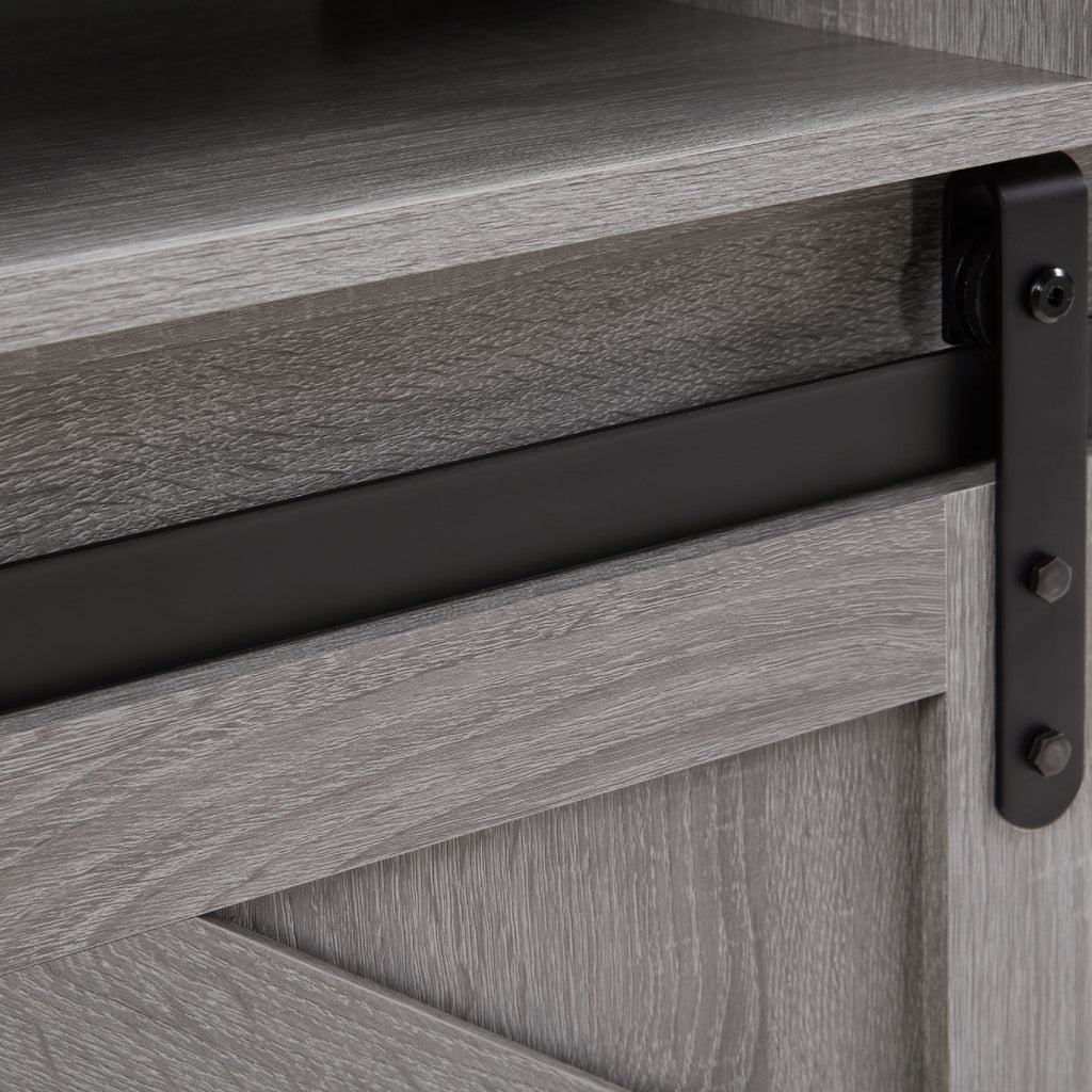 Gray Farmhouse TV Stand with Sliding Barn Doors