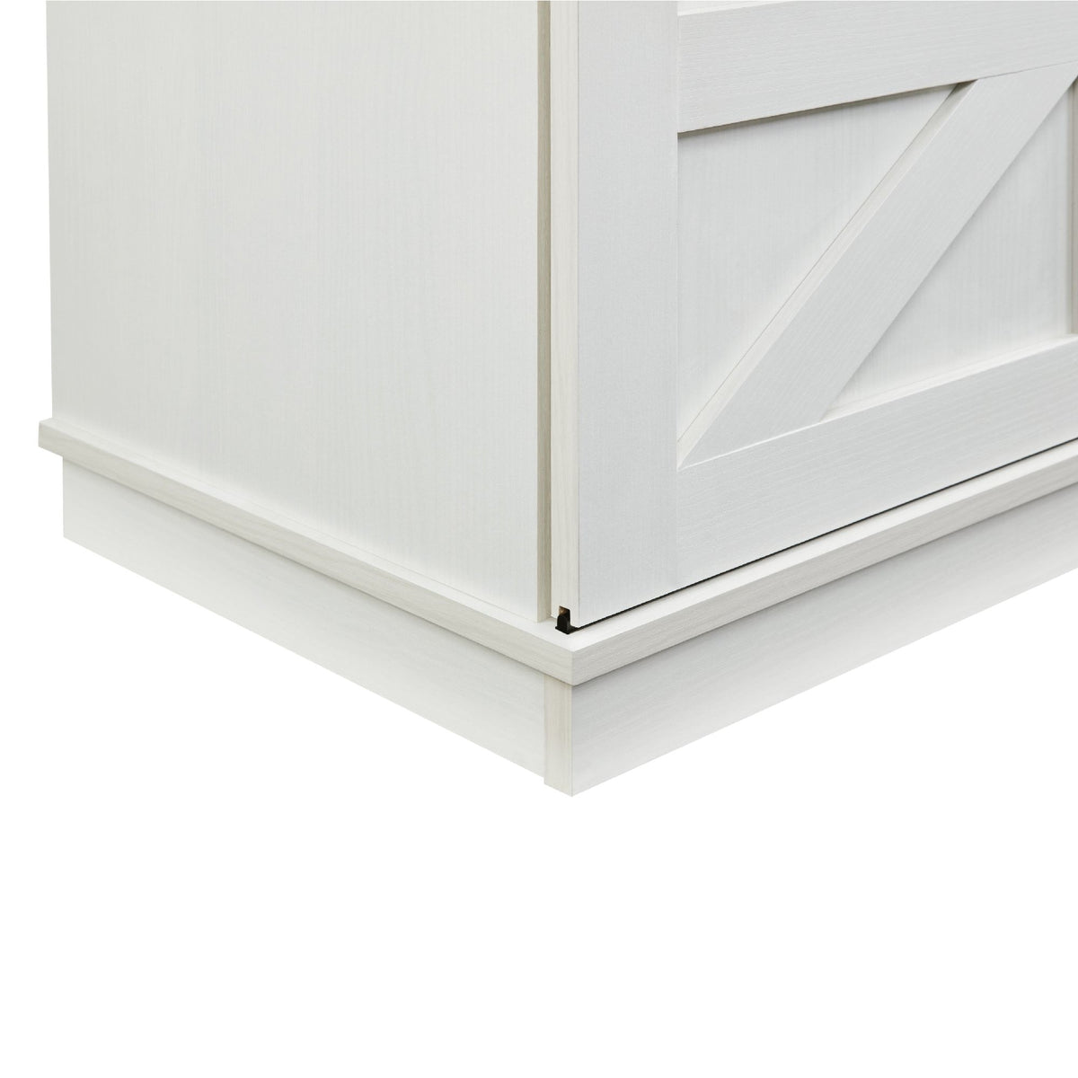 White Farmhouse TV Stand with Sliding Barn Doors