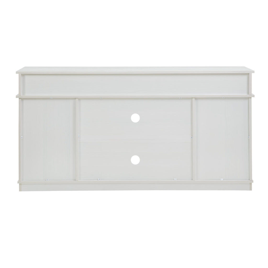 White Farmhouse TV Stand with Sliding Barn Doors