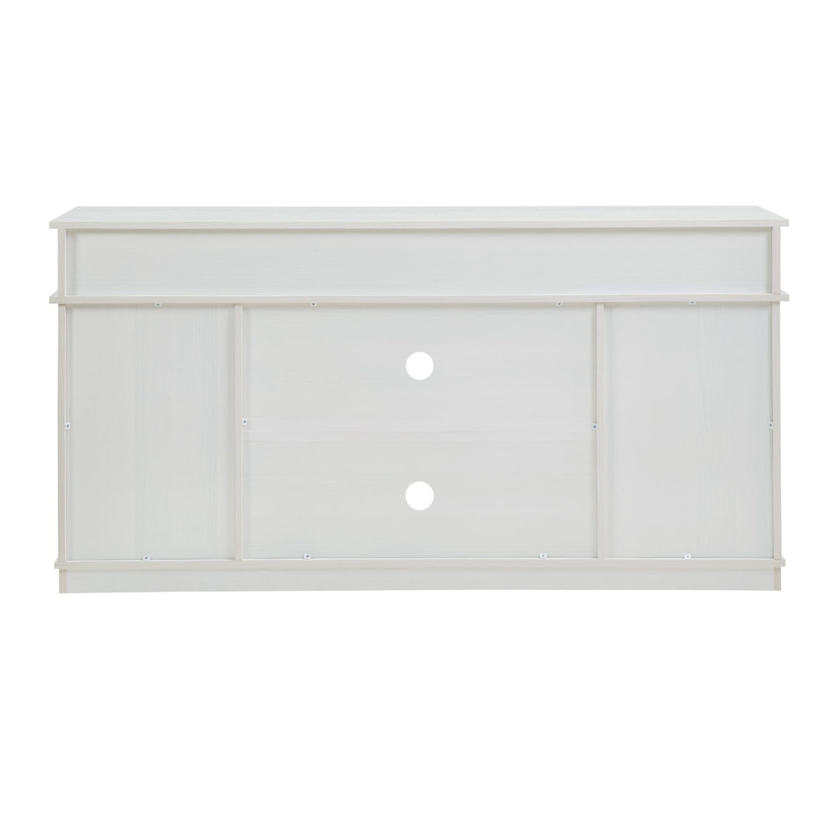 White Farmhouse TV Stand with Sliding Barn Doors