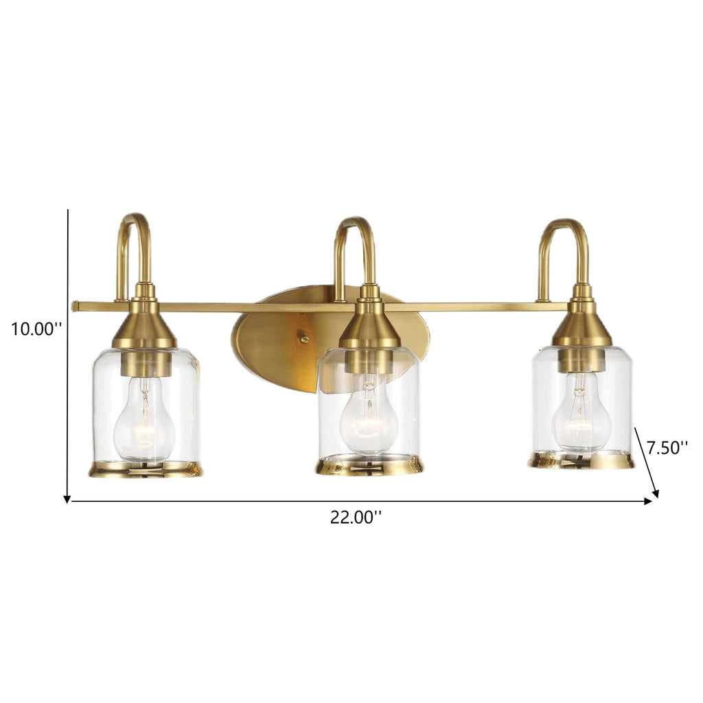 Twilight Three-Light Brushed-Gold Vanity Fixture