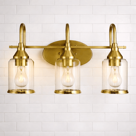 Twilight Three-Light Brushed-Gold Vanity Fixture