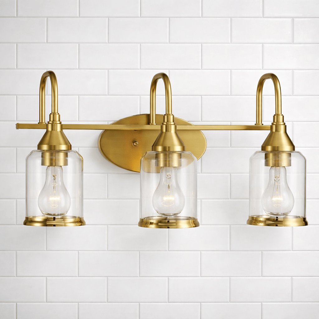 Twilight Three-Light Brushed-Gold Vanity Fixture