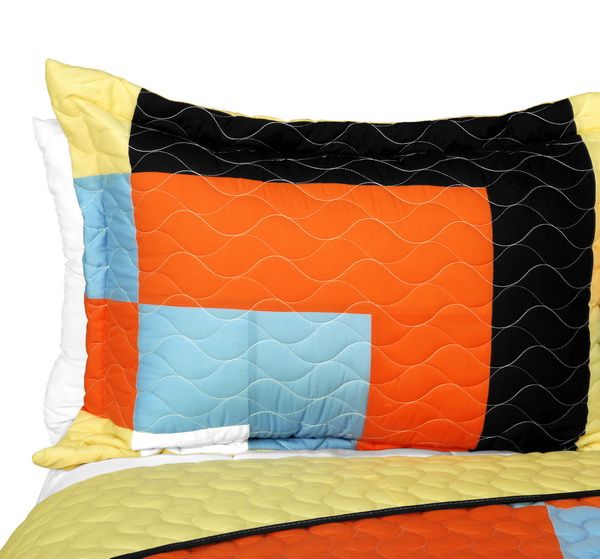 Twilight Romance Vermicelli-Quilted Patchwork Bedding Set