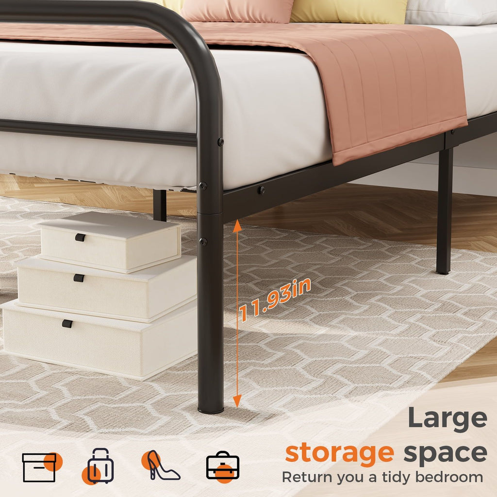 Twin Platform Bed Frame with Underbed Storage Space