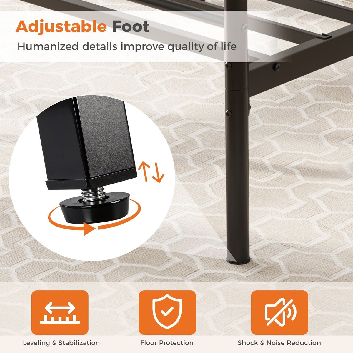 Twin Platform Bed Frame with Underbed Storage Space