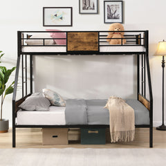 Twin Over FULL Metal Bunk Bed with 2 - Side Ladder and Full-Length Guardrail, No Box