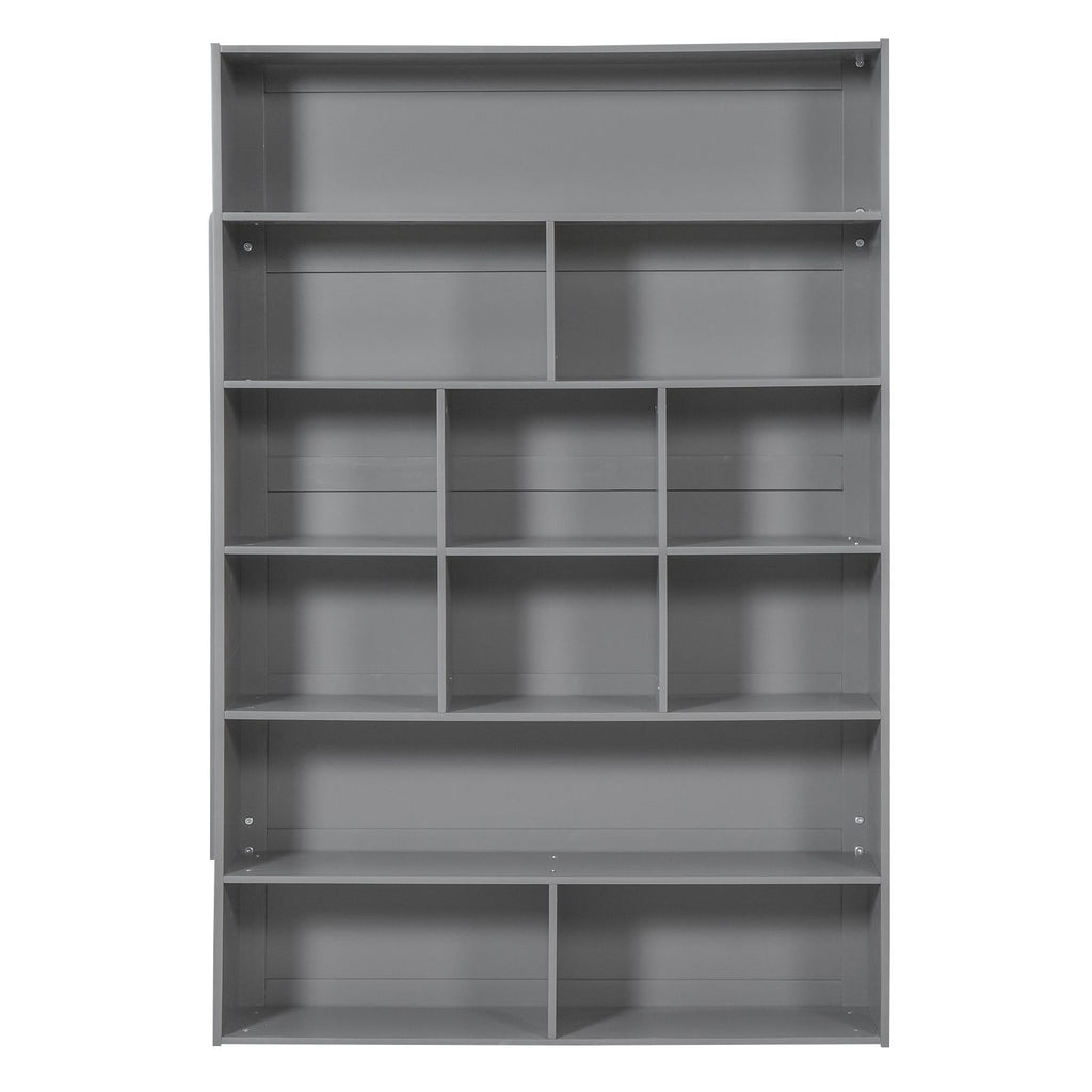 Gray Twin-Over-Twin Bunk Bed with Drawers and Cabinet