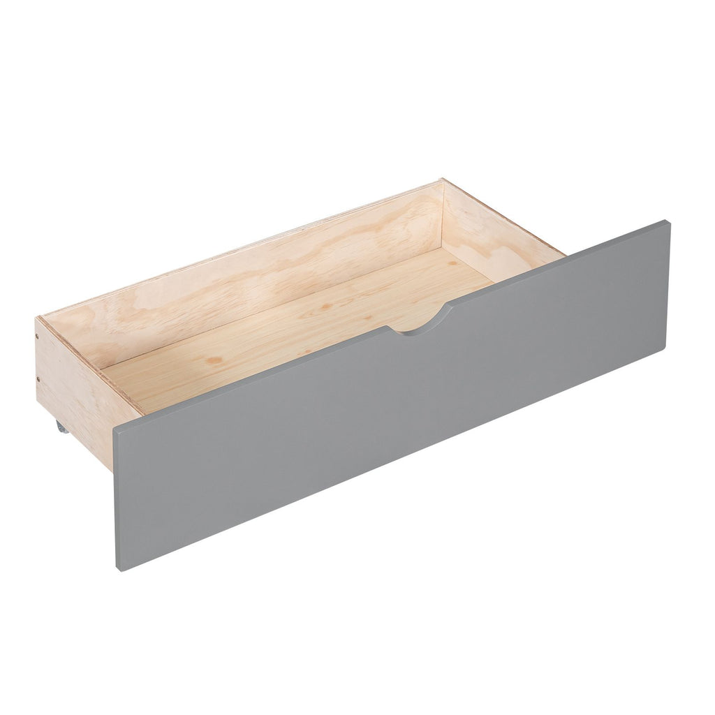 Gray Twin-Over-Twin Bunk Bed with Drawers and Cabinet