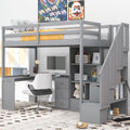 Loft Bed with L-Shaped Desk and Storage Staircase