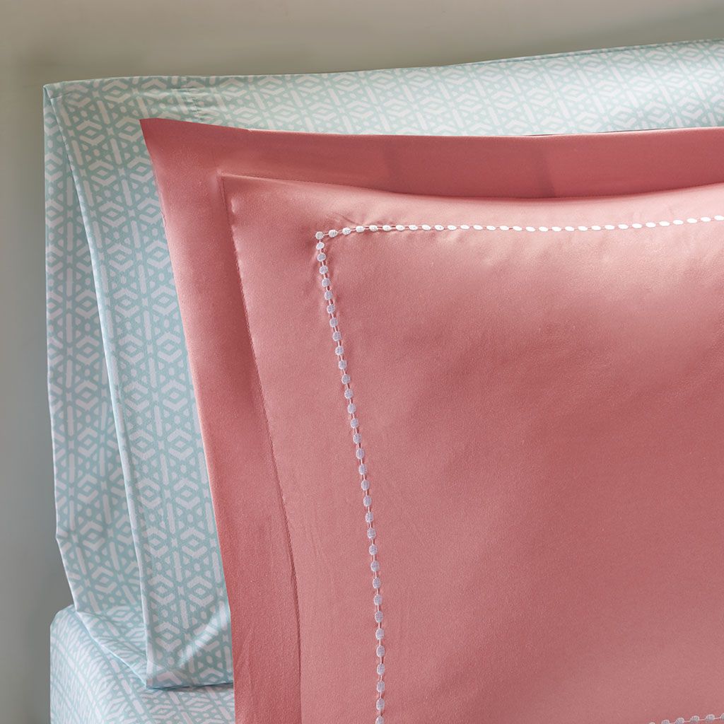 Twin XL Coral and Aqua Boho Bedding Set