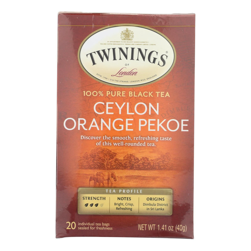 Twinings Ceylon Orange Pekoe Black Tea – 20 Bags, Case of 6