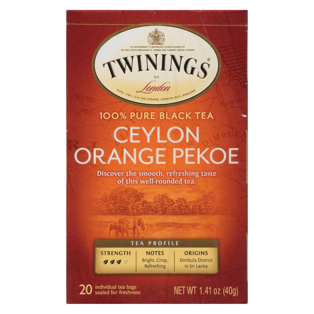Twinings Ceylon Orange Pekoe Black Tea – 20 Bags, Case of 6