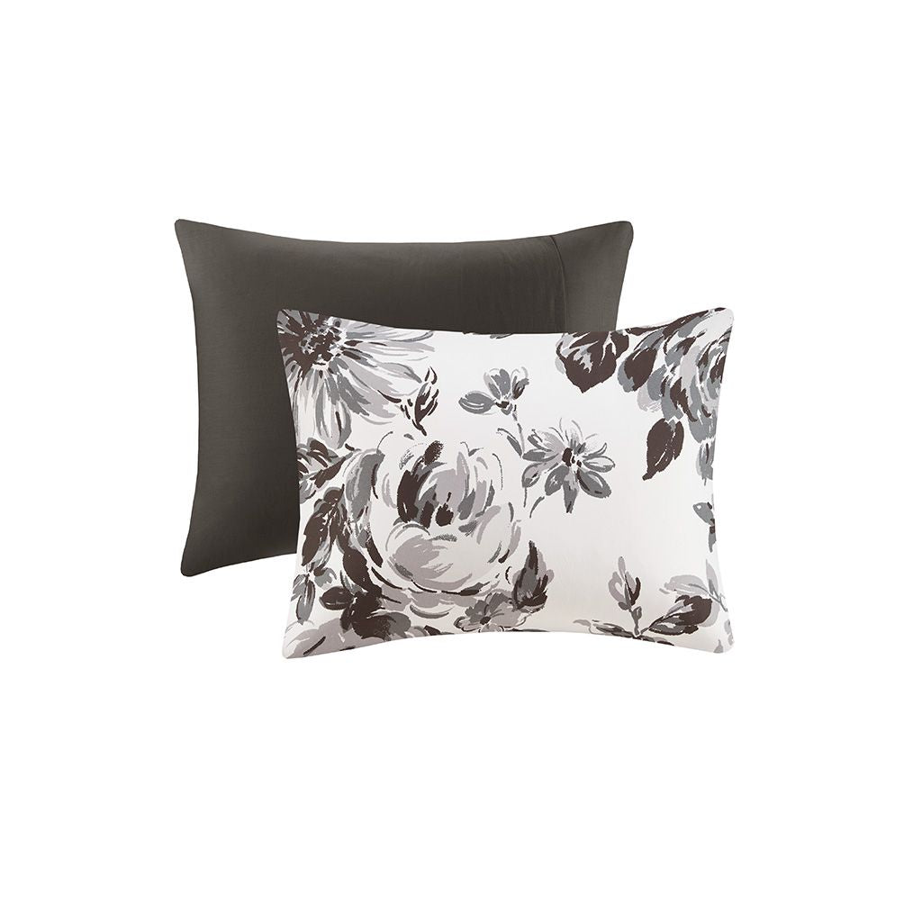 Black and White Floral Twin Comforter Set