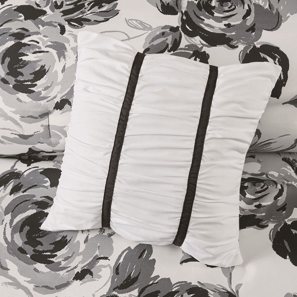 Black and White Floral Twin Comforter Set