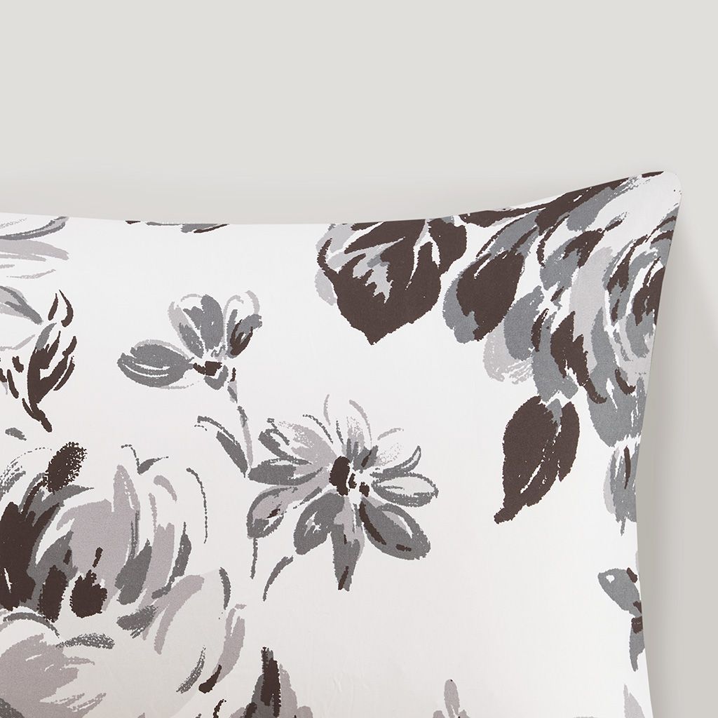 Black and White Floral Twin Comforter Set