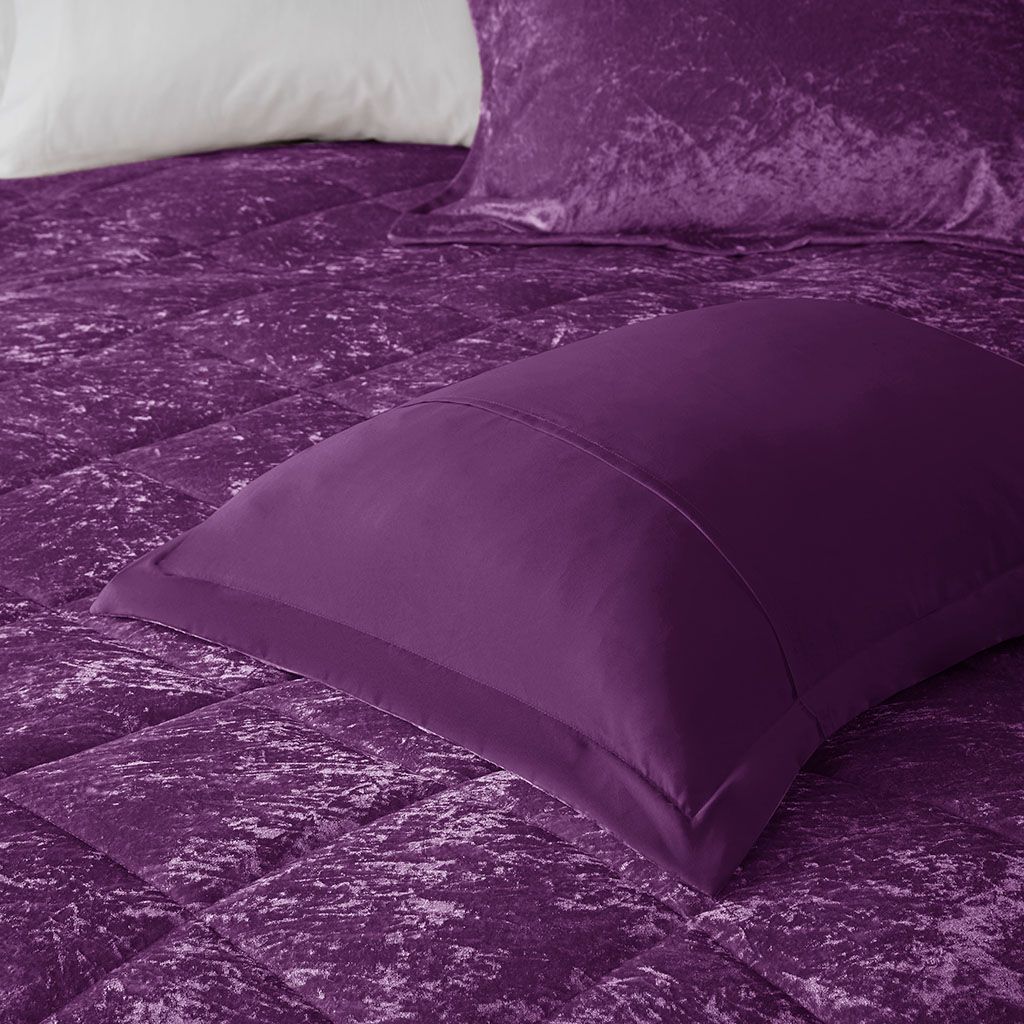 Purple Crushed-Texture Comforter Set with Accent Pillow